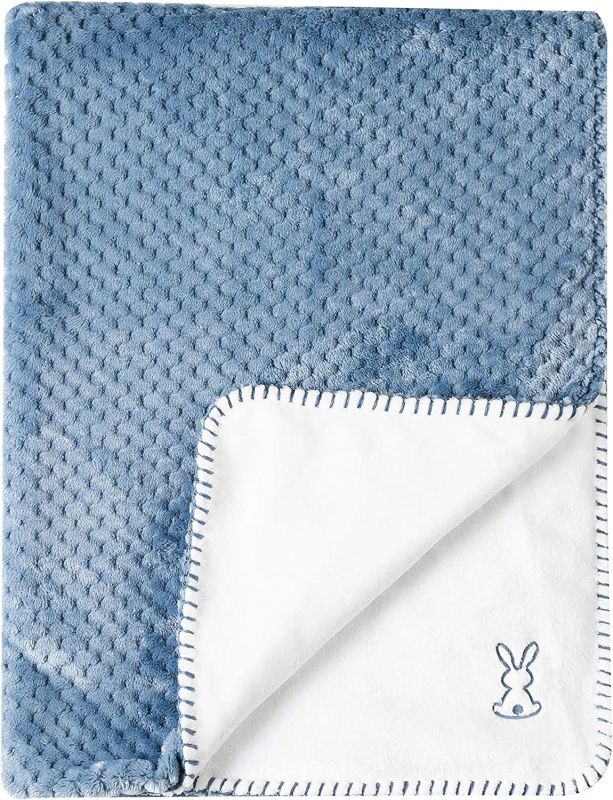  - couverture plaid bébé 100 x 75 cm bleu blanc 